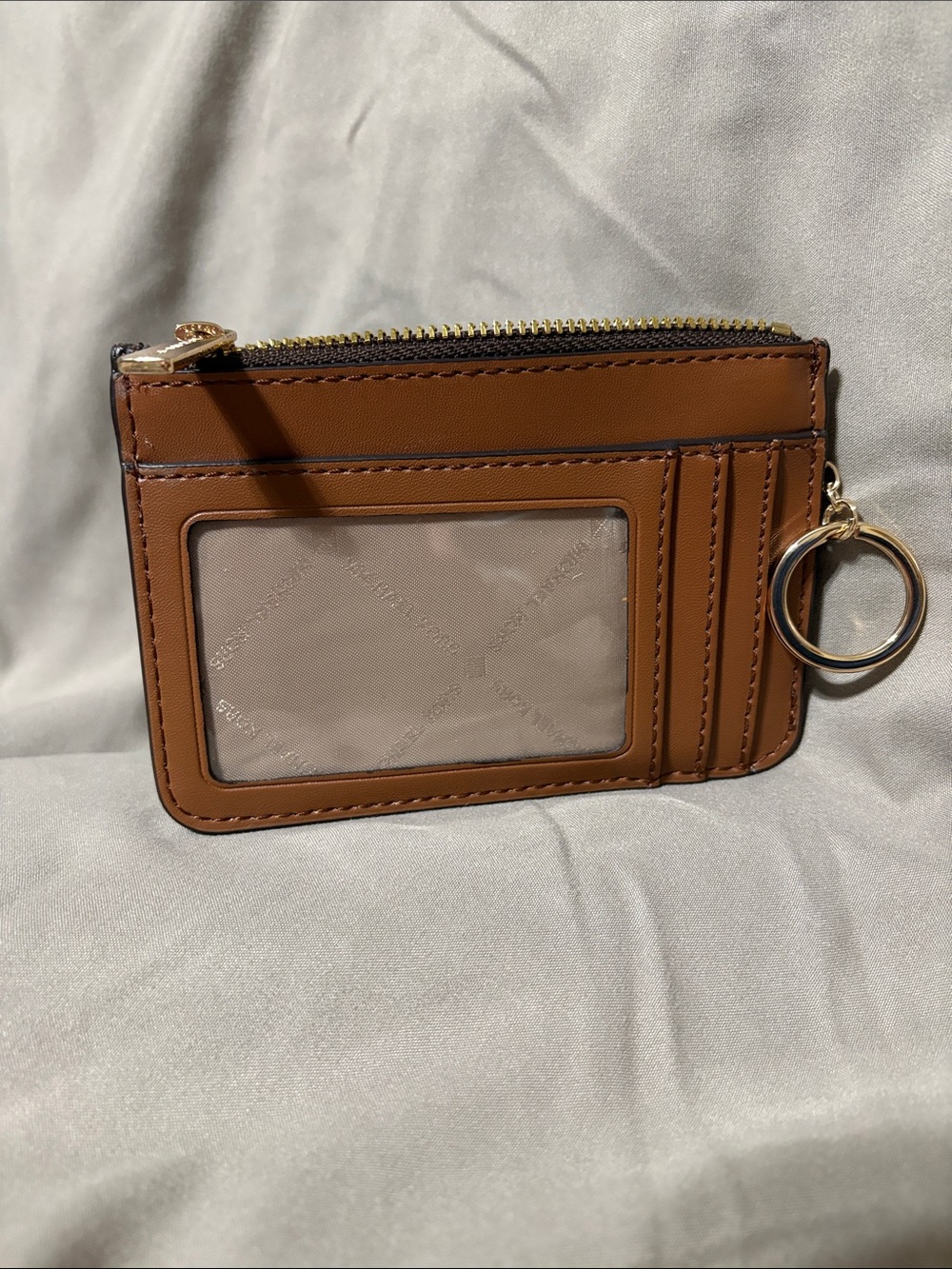 Michael Kors Brown Monogram Zip Key Card Case with Gold Hardware - Picture 3 of 3